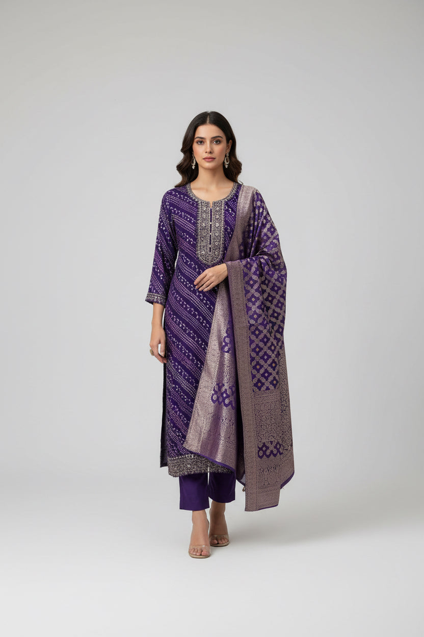 Soft cotton Bandhani salwar sets by Kurti Connection USA