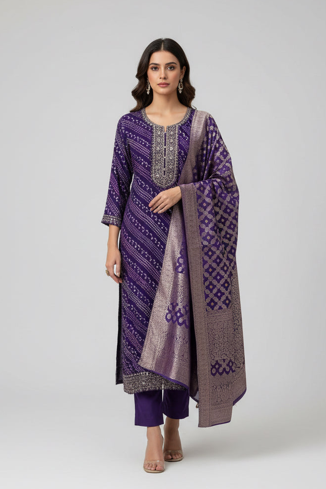 Soft cotton Bandhani salwar sets by Kurti Connection USA