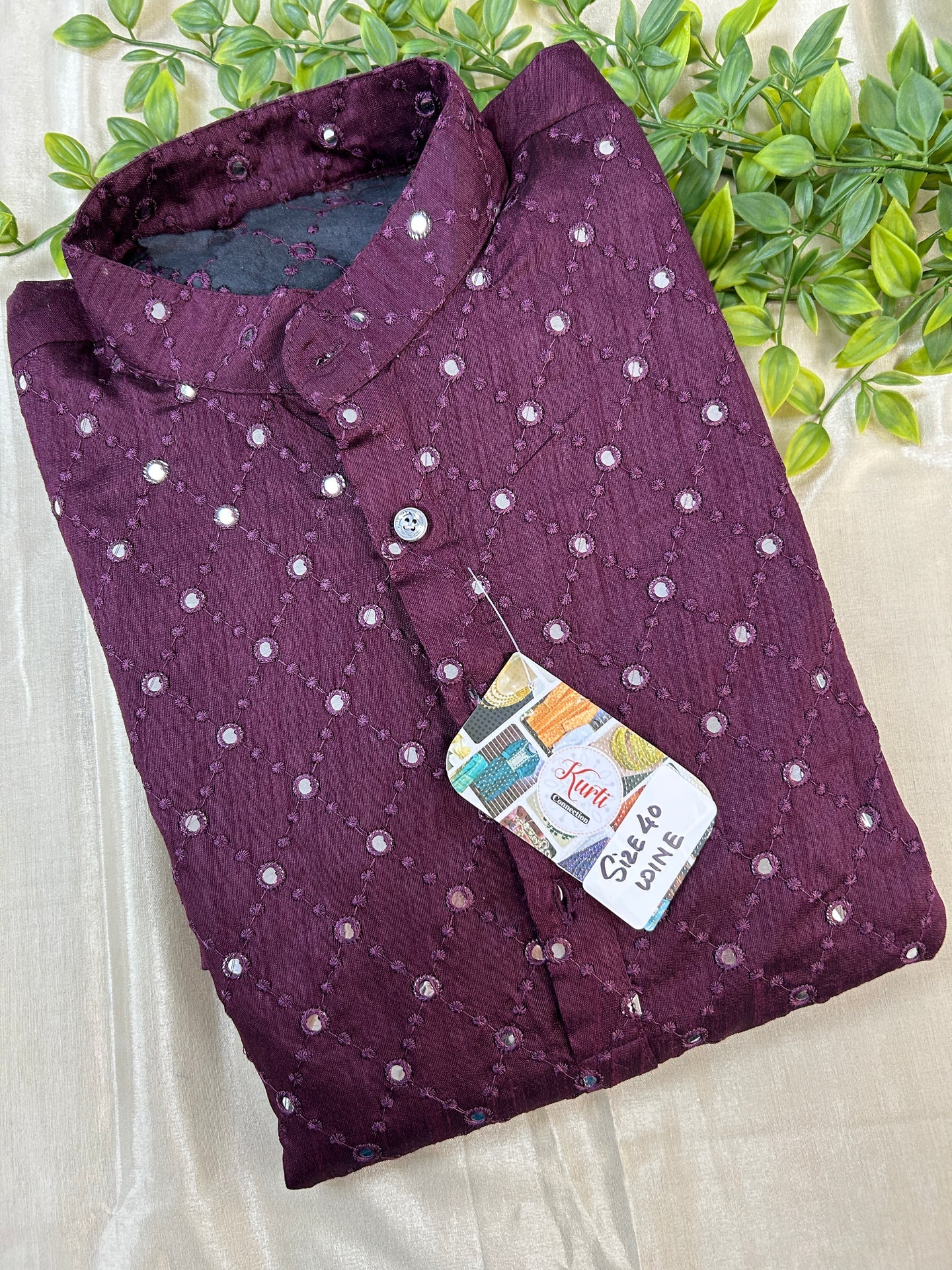 Cotton silk kurta - Kurti Connection USA