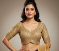 Gold blouse with heavy embroidery work