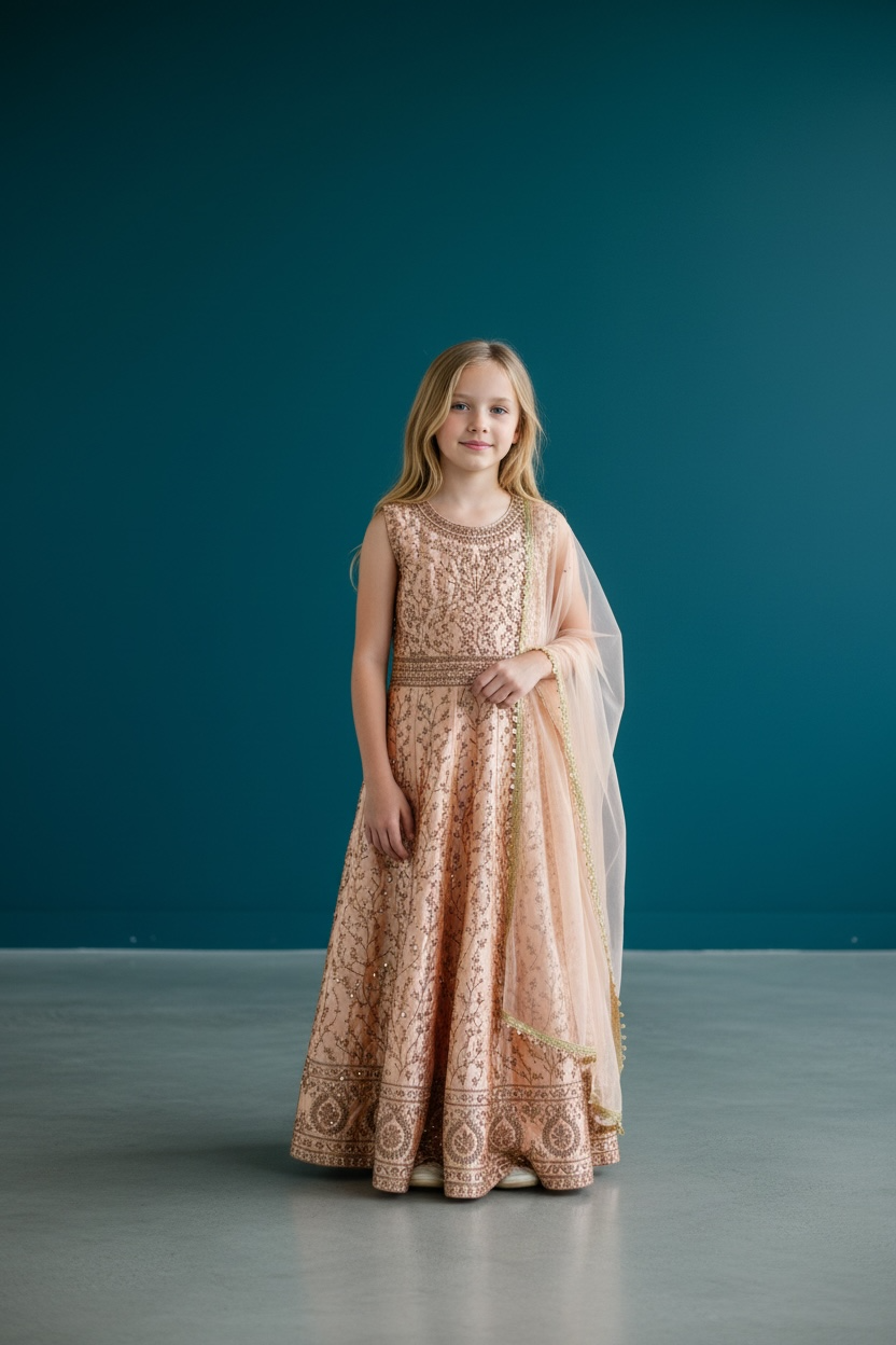 Party wear long gown for little girls