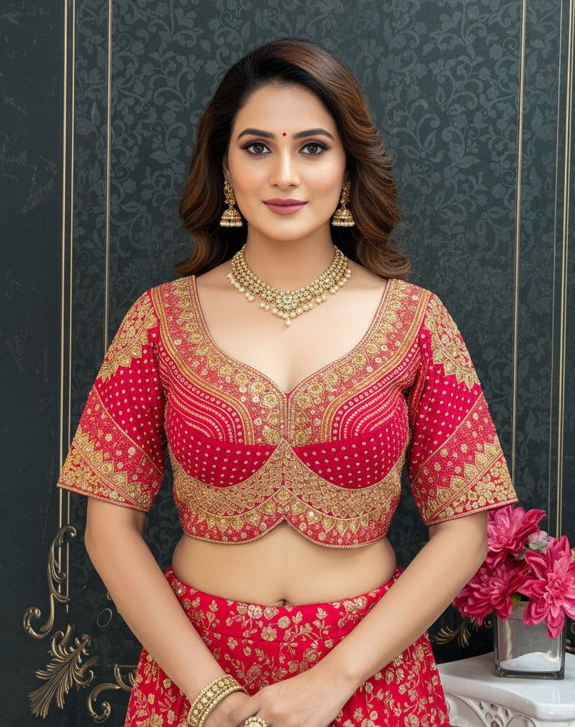 Dark pink Heavy party wear blouse