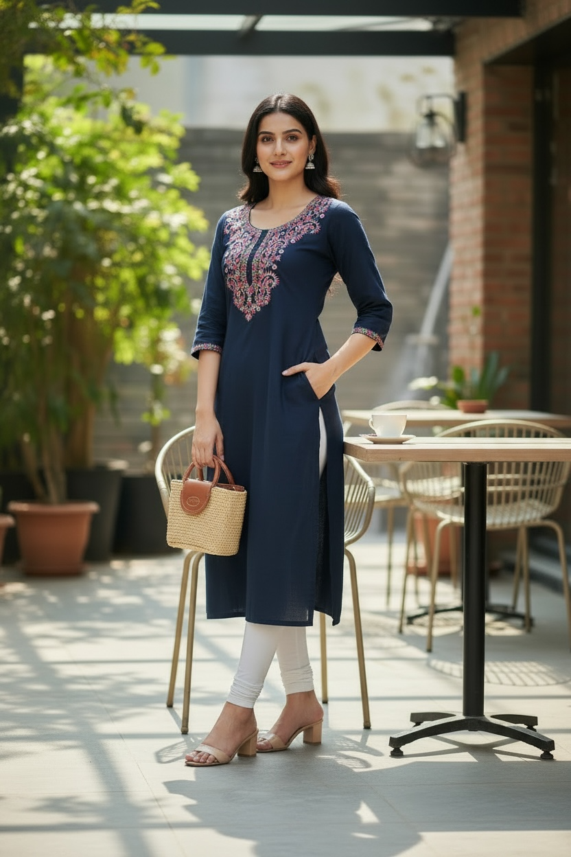 Dark blue Rayon kurti