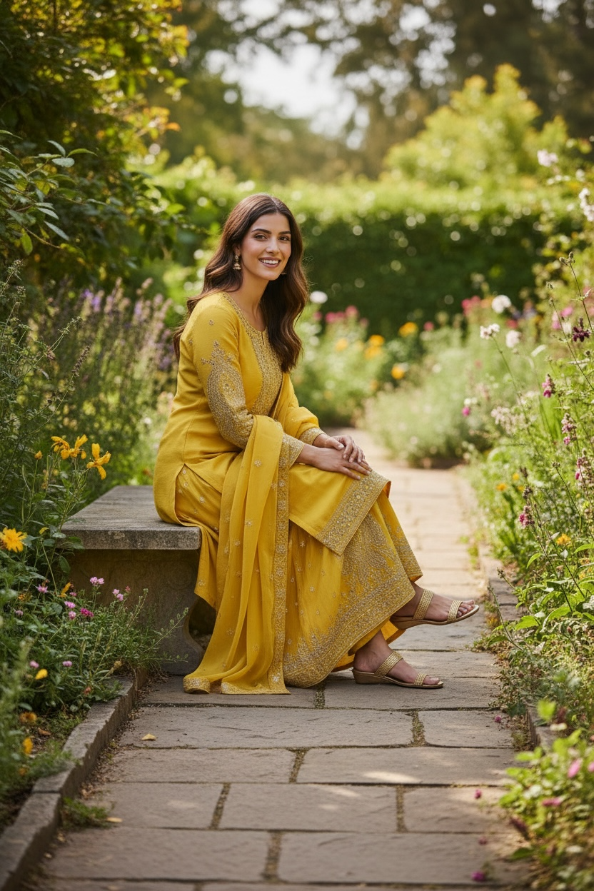 Chiffon silk sharara set