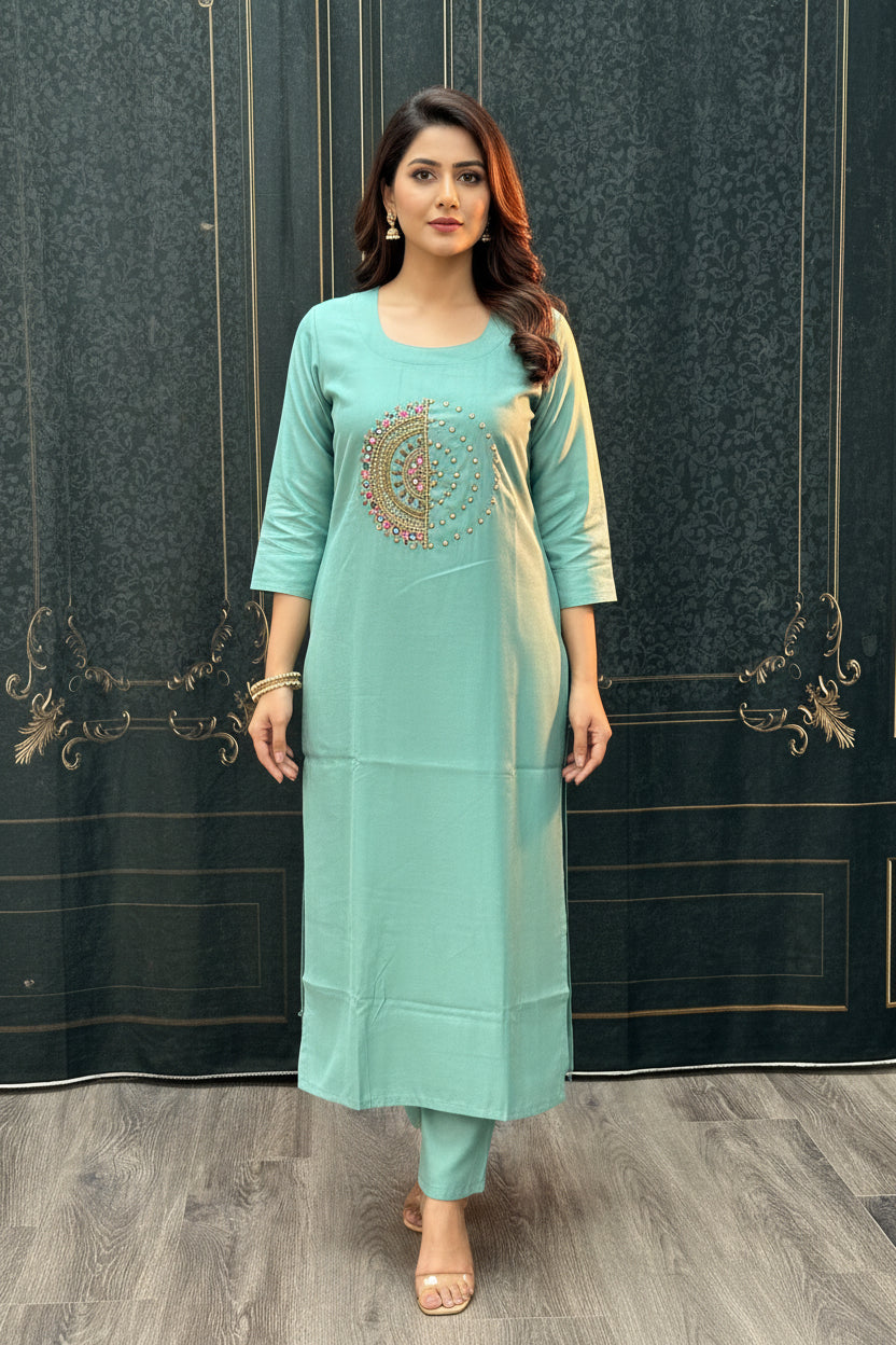 Silk kurti with bead work