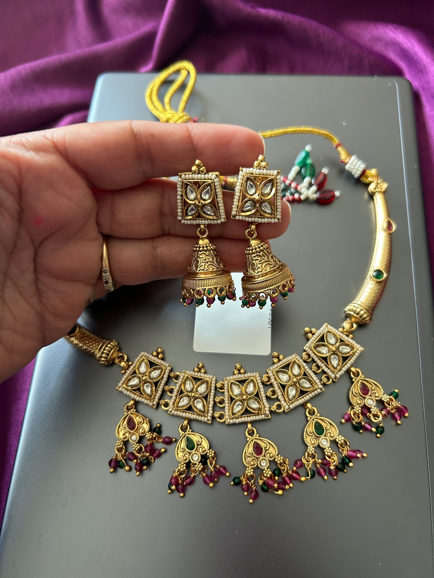 Lightweight gold look choker necklace - Kurti Connection USA