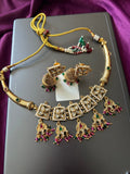 Lightweight gold look choker necklace - Kurti Connection USA
