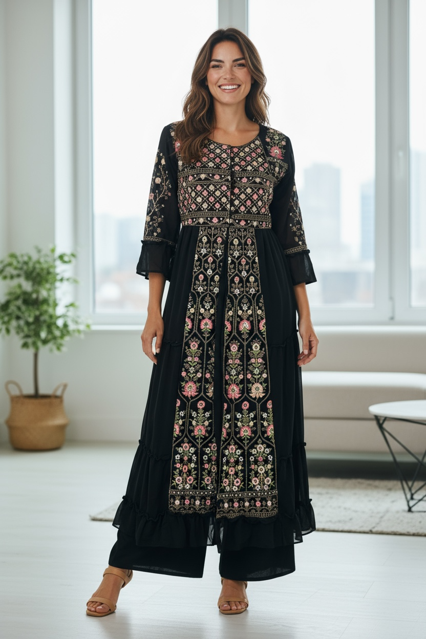 Party wear long kurti set with Plazzo pant by Kurti Connection USA