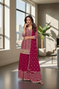 Chinon silk sharara suit by Kurti Connection USA