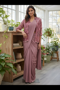 Ready to wear saree with overcoat by Kurti Connection USA