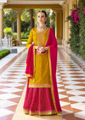 Yellow : Modal silk Kurti with banarasi skirt by Kurti Connection USA