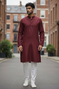 Cotton kurta | maroon kurta by Kurti Connection USA