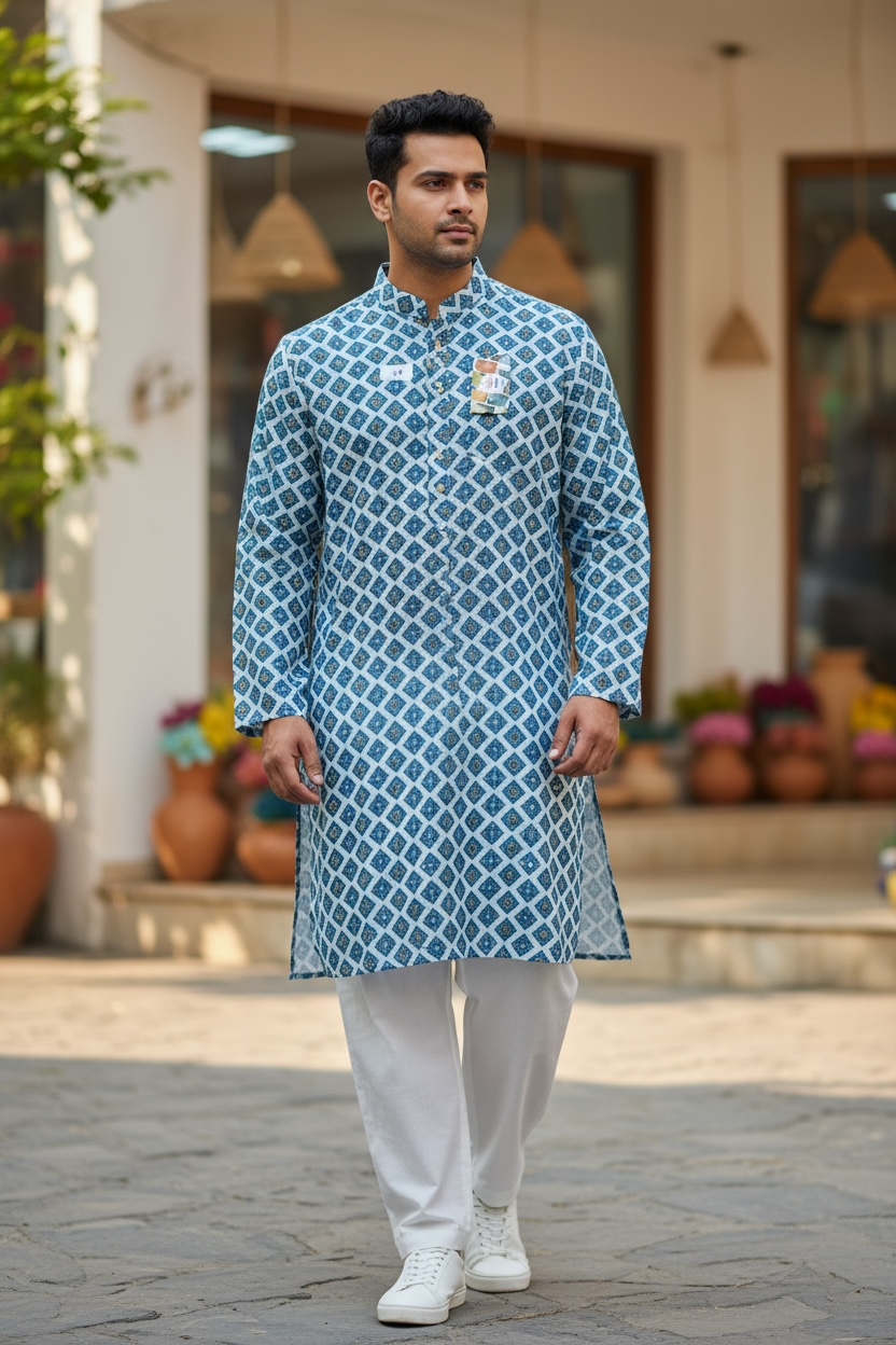 Plus size kurta pajama set for men by Kurti Connection USA