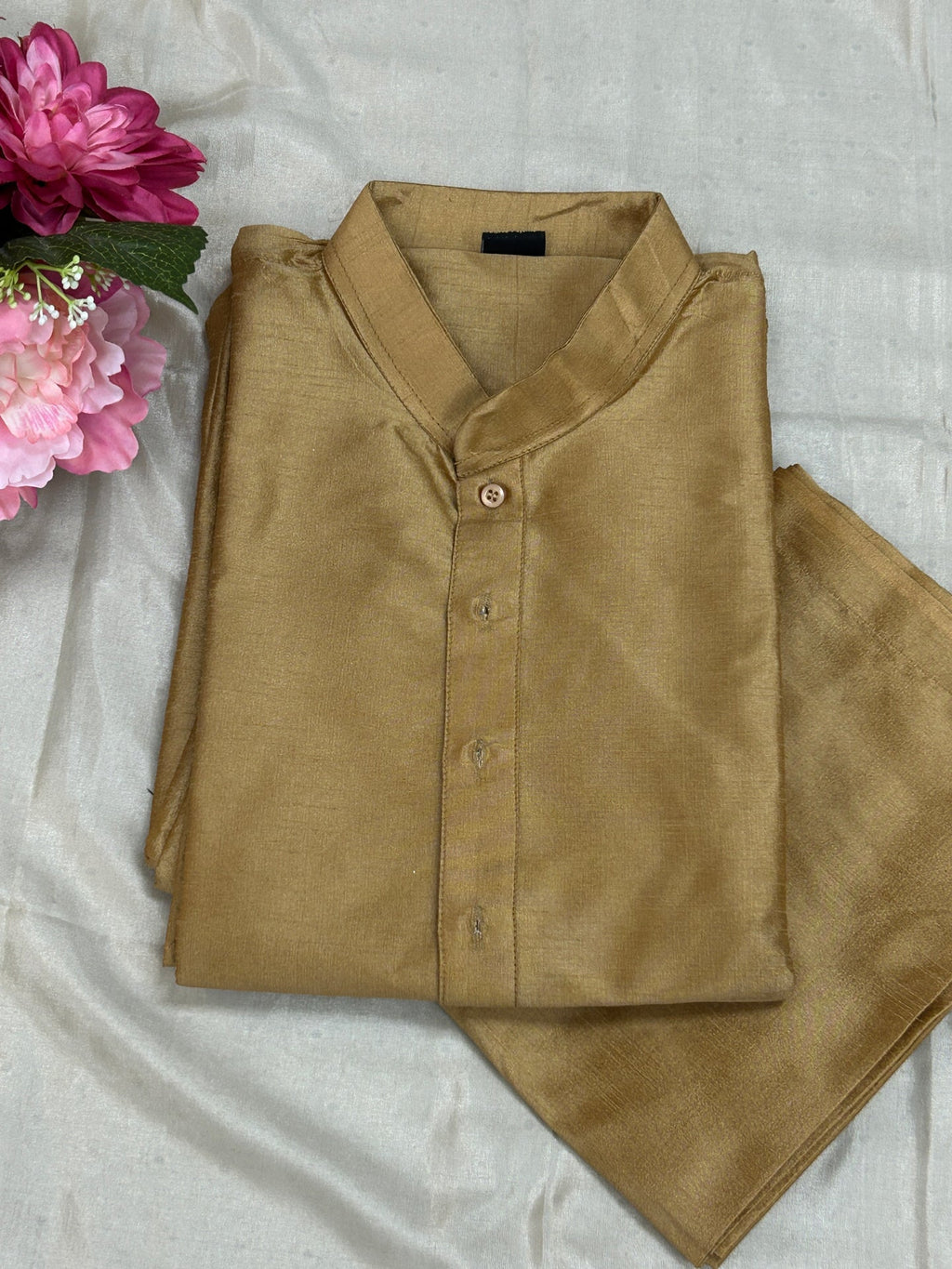 Gold kurta pajama set - Kurti Connection USA