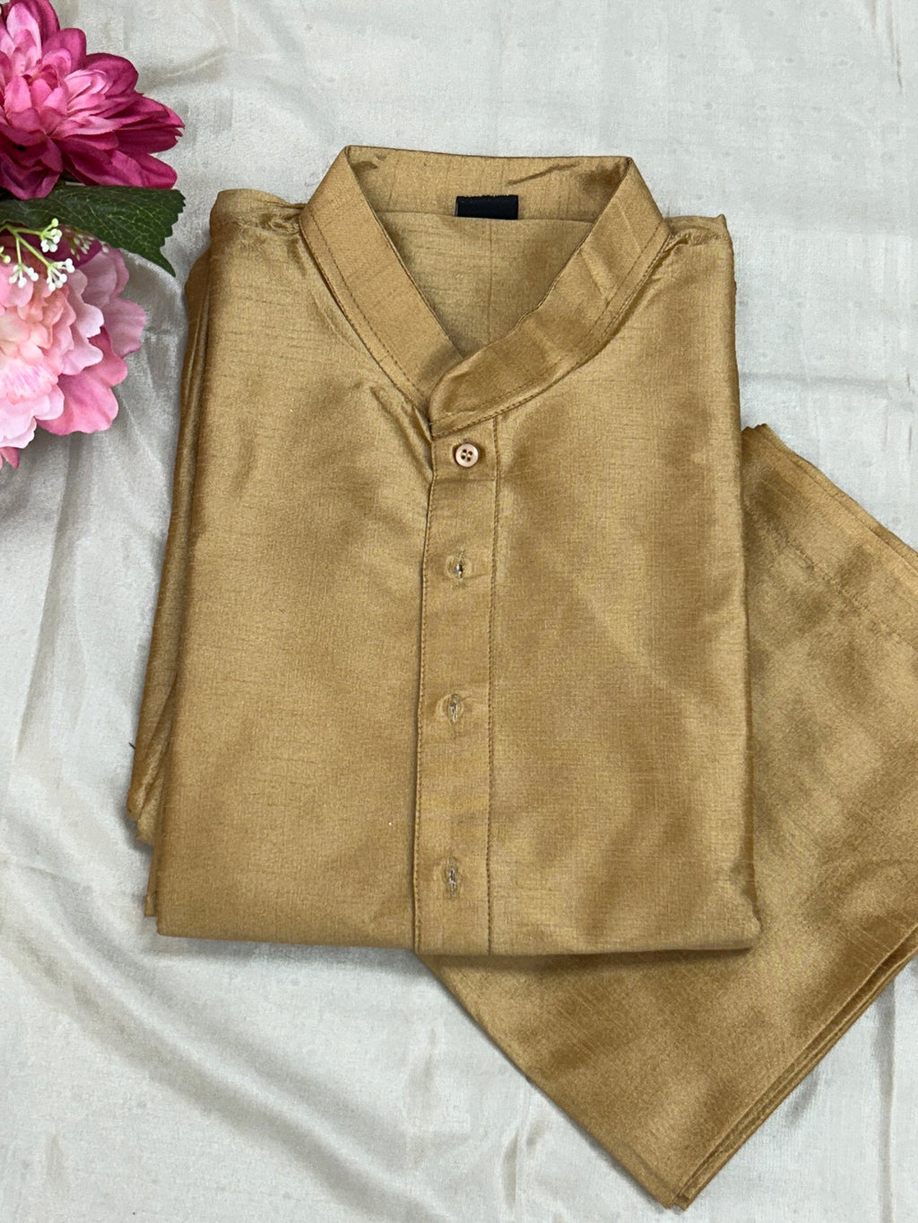 Gold kurta pajama set - Kurti Connection USA