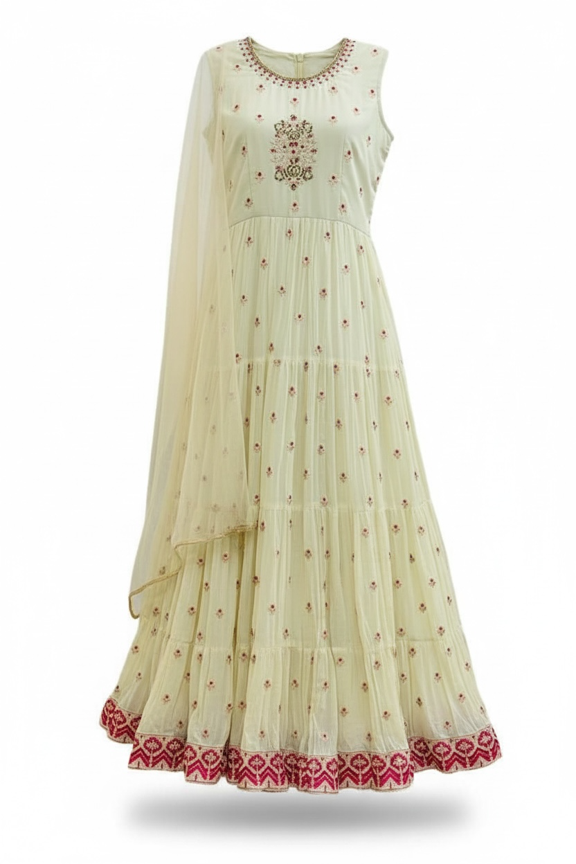 Chiffon long Kurti : Anarkali set by Kurti Connection USA