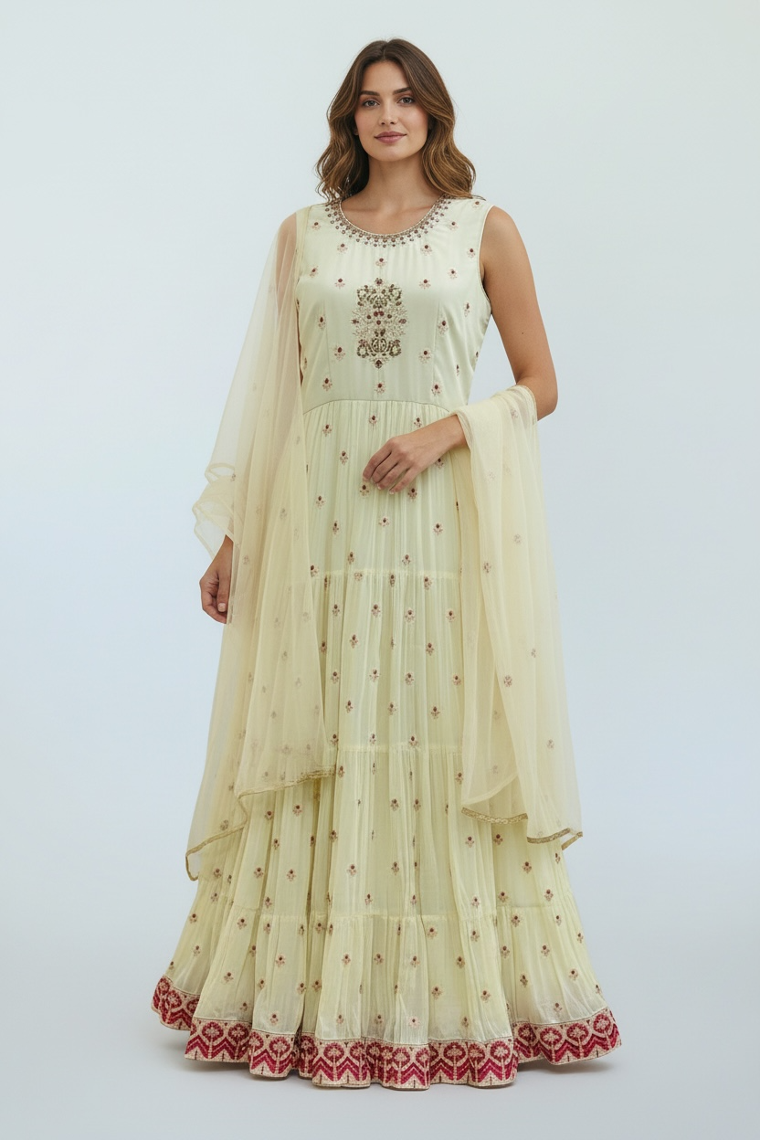 Chiffon long Kurti : Anarkali set by Kurti Connection USA