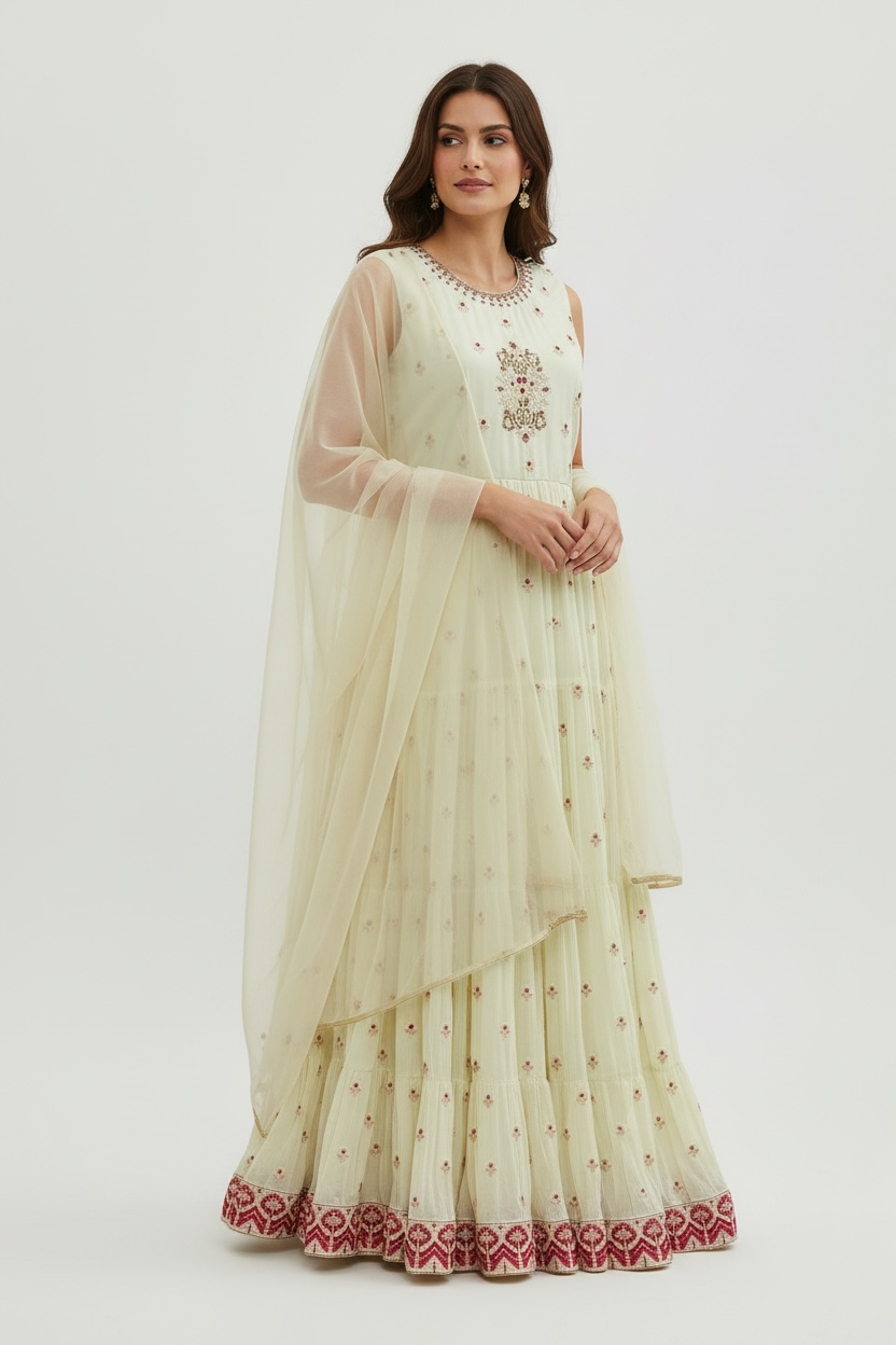 Chiffon long Kurti : Anarkali set by Kurti Connection USA