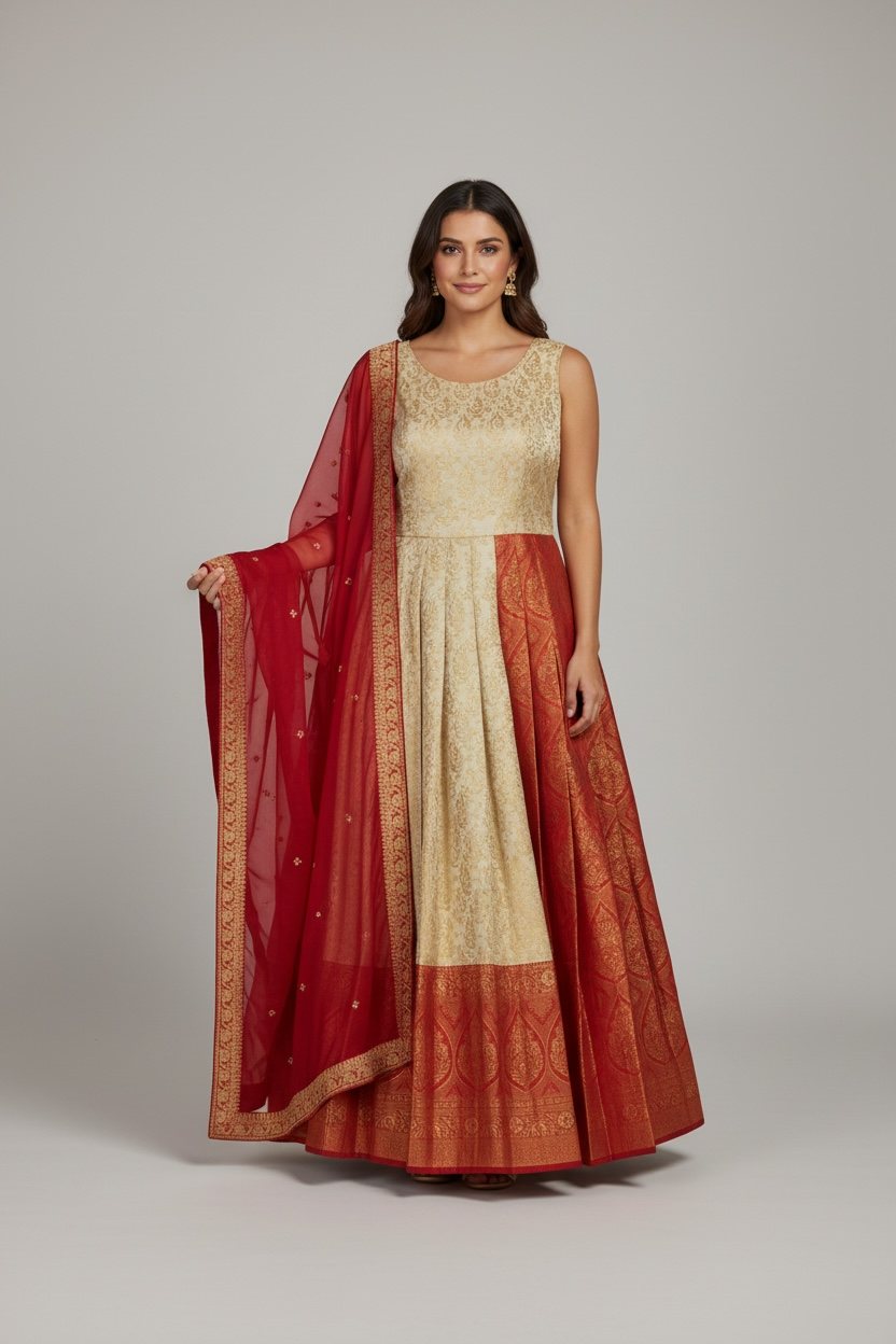 Silk Anarkali dress by Kurti Connection USA
