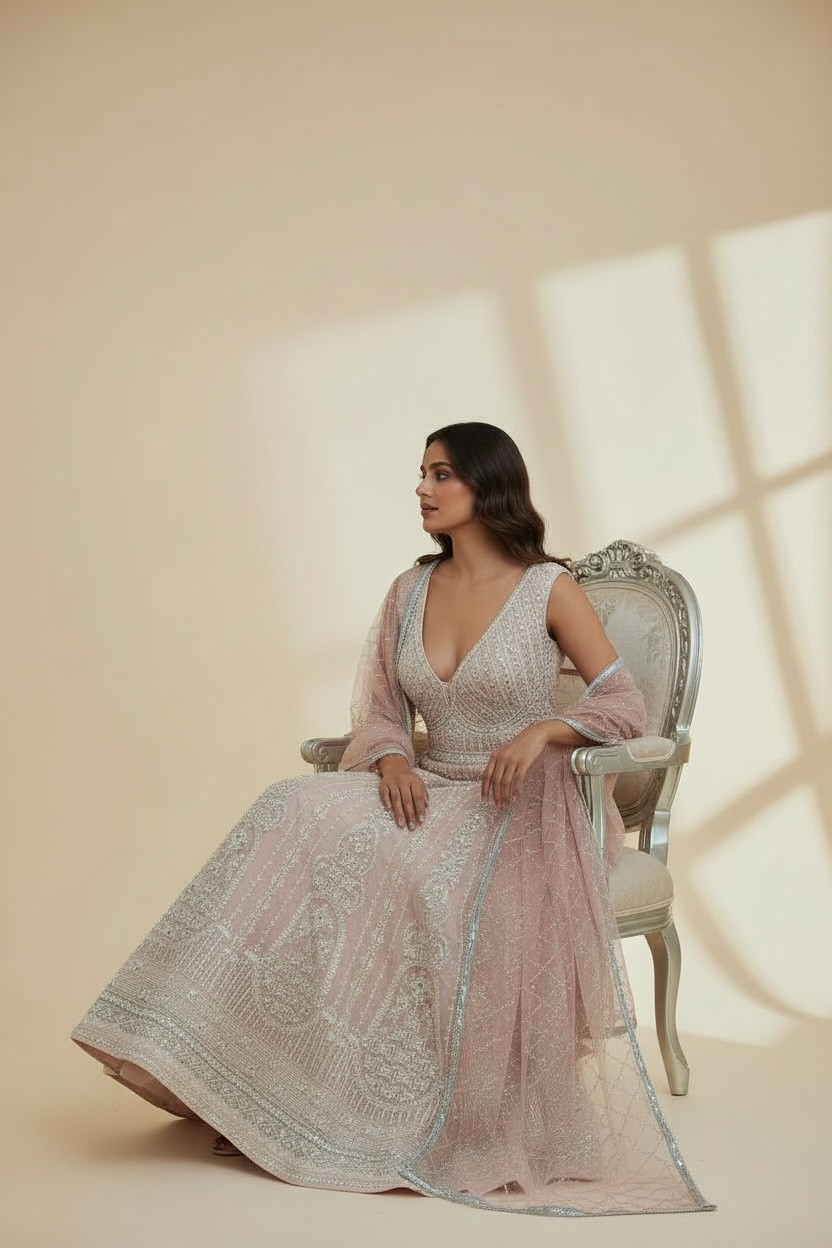 Heavy party wear bridal gown by Kurti Connection USA