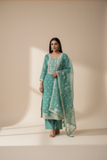 Embroidered silk salwar suit by Kurti Connection USA