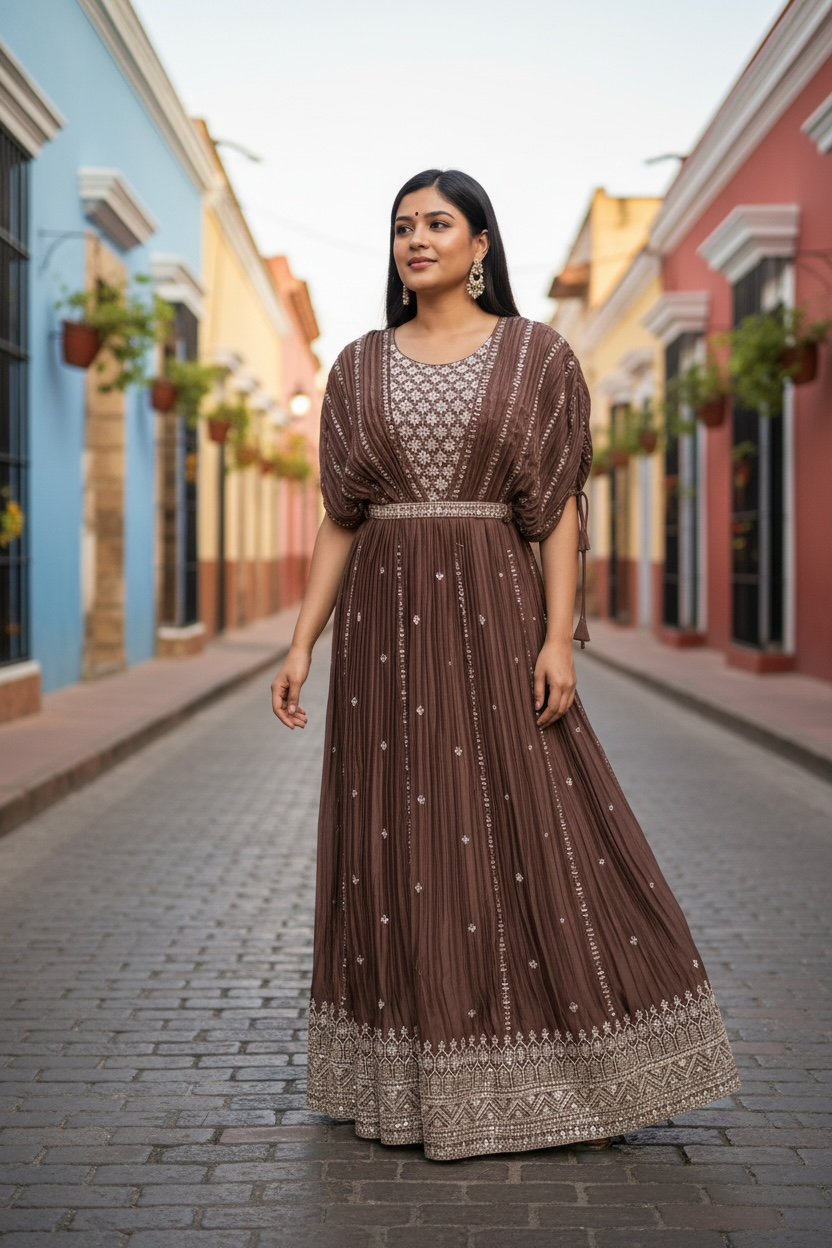 Indo western gown by Kurti Connection USA