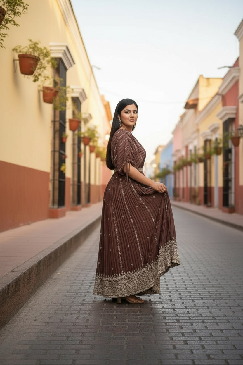 Indo western gown by Kurti Connection USA