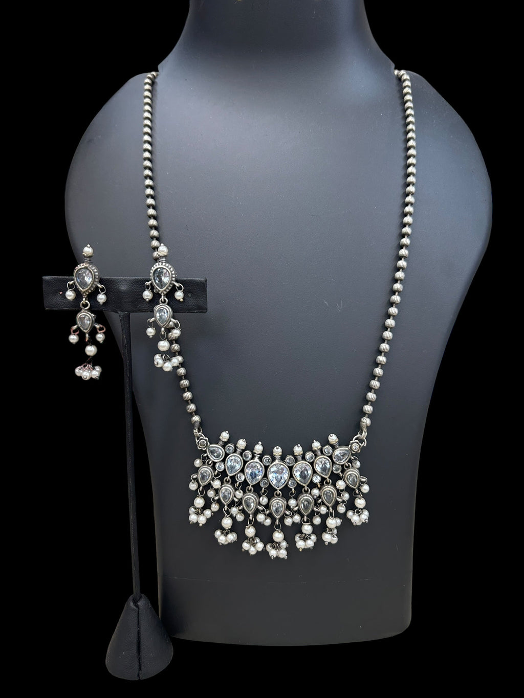 Oxidized silver necklace set - Kurti Connection USA