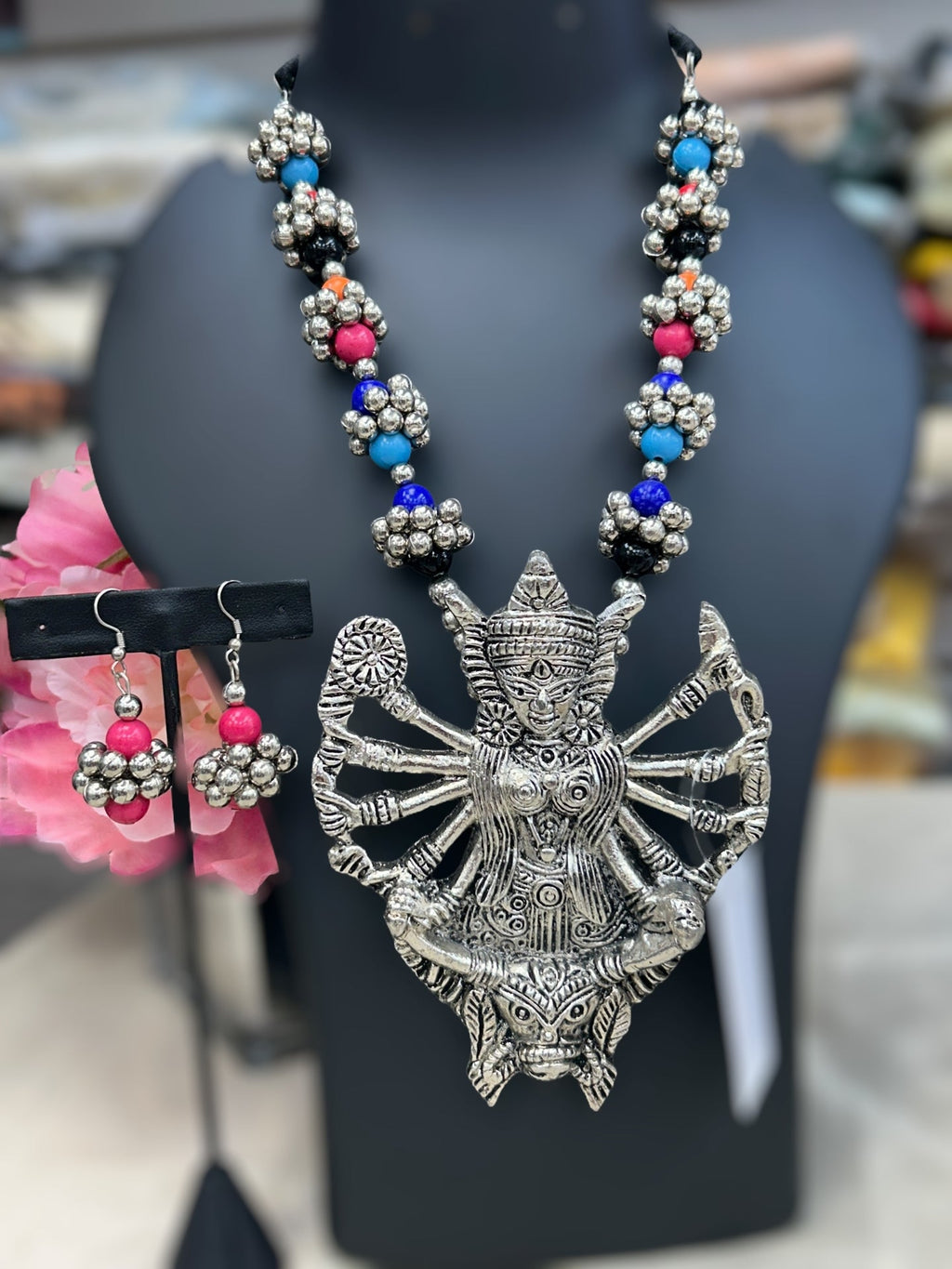Oxidized silver necklace - Kurti Connection USA