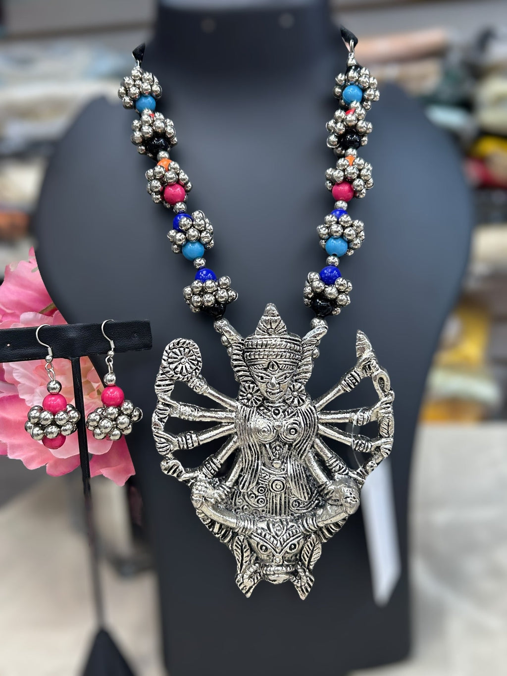 Oxidized silver necklace - Kurti Connection USA