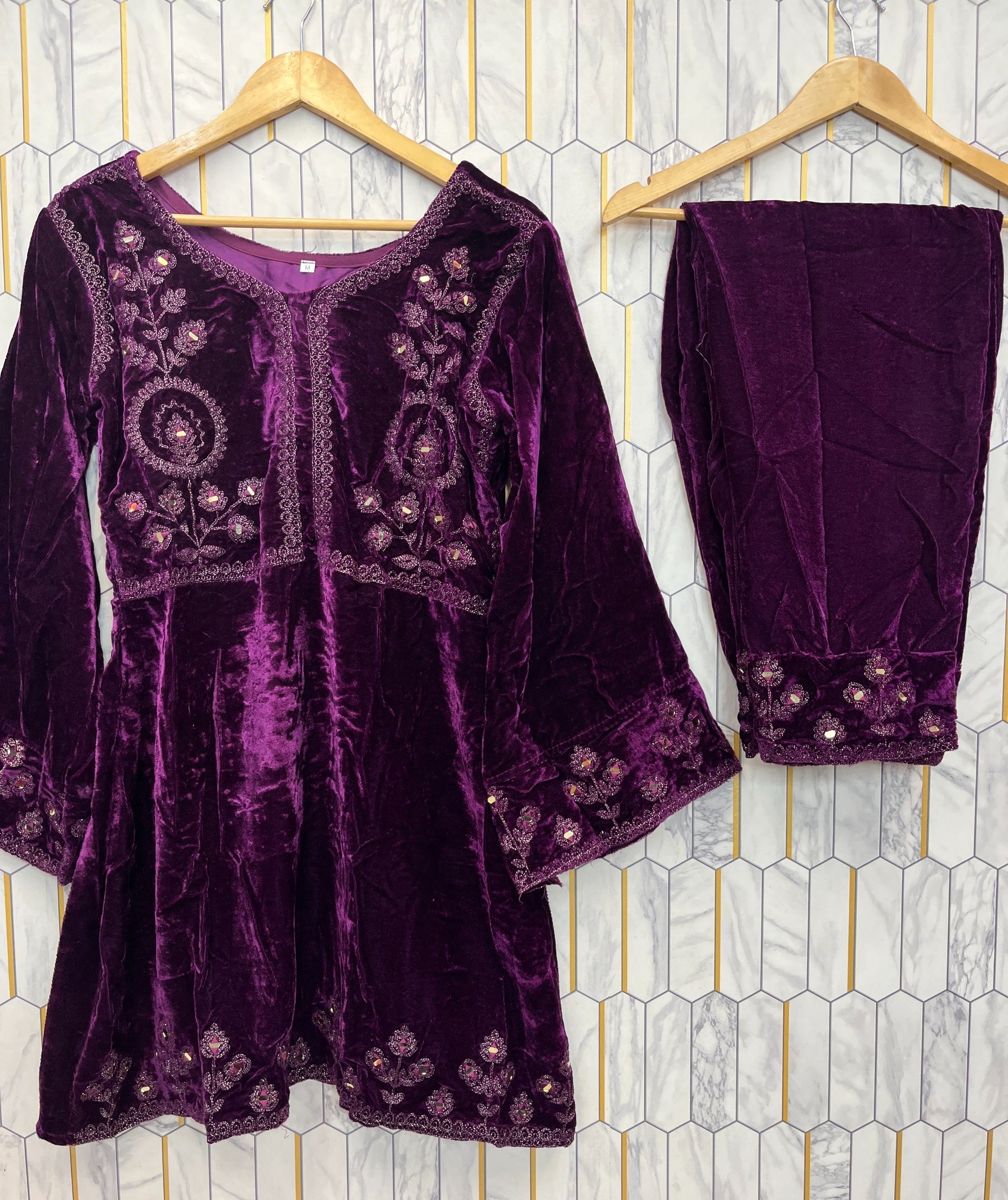 Velvet salwar suit by Kurti Connection USA