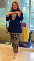 Velvet salwar suit : blue by Kurti Connection USA
