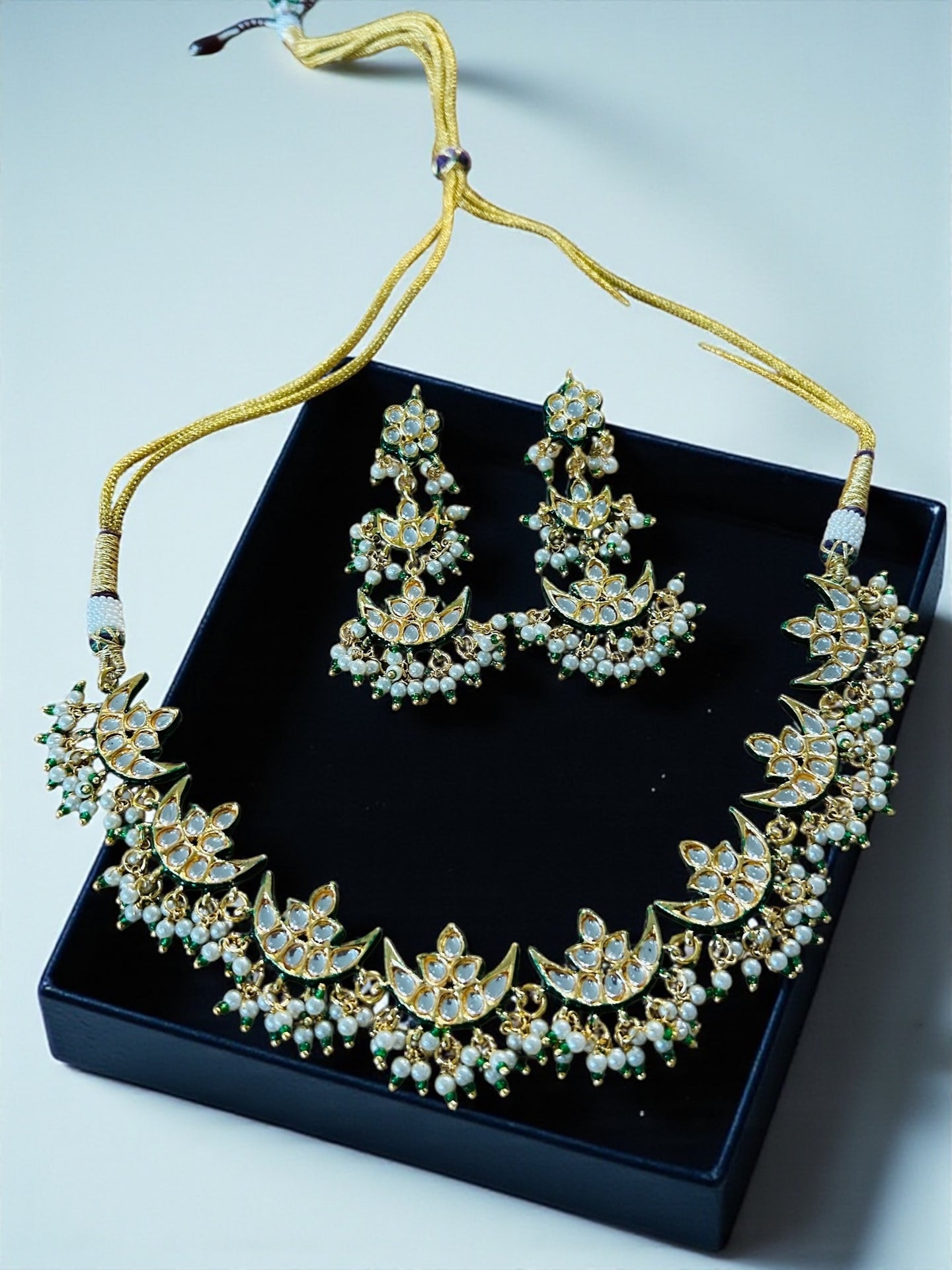 Kundan Rajwadi necklace set - Kurti Connection USA