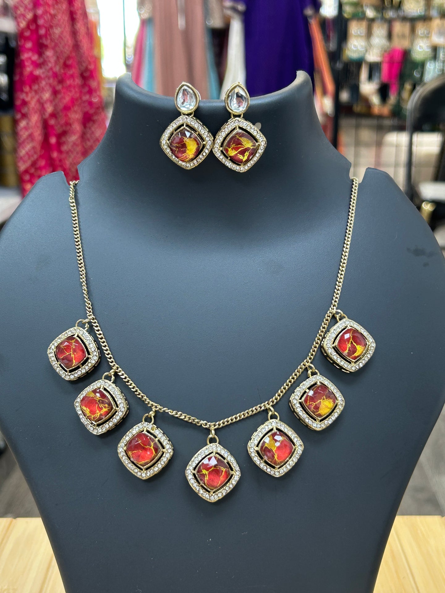 Fire stone necklace - Kurti Connection USA