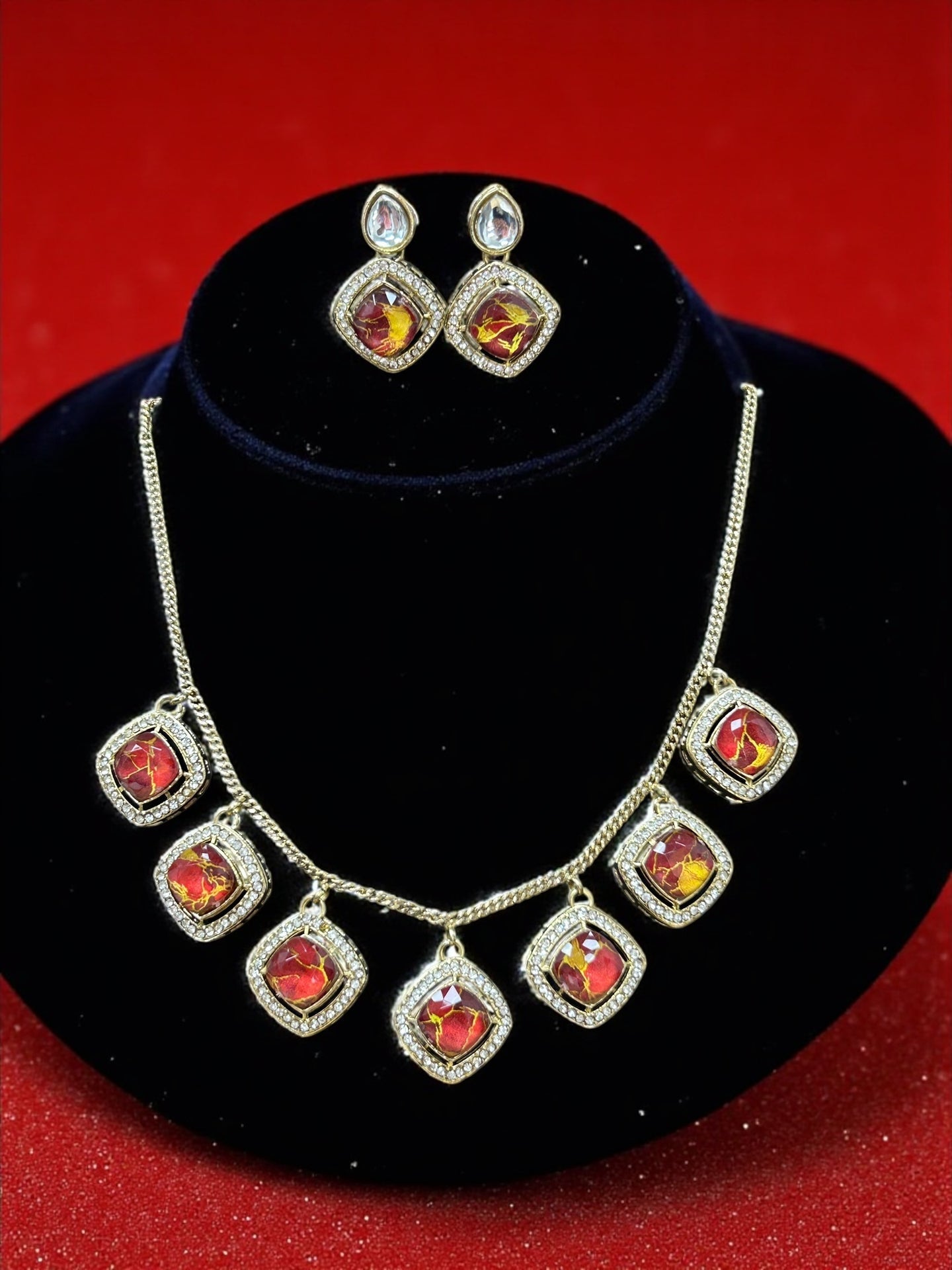 Fire stone necklace - Kurti Connection USA