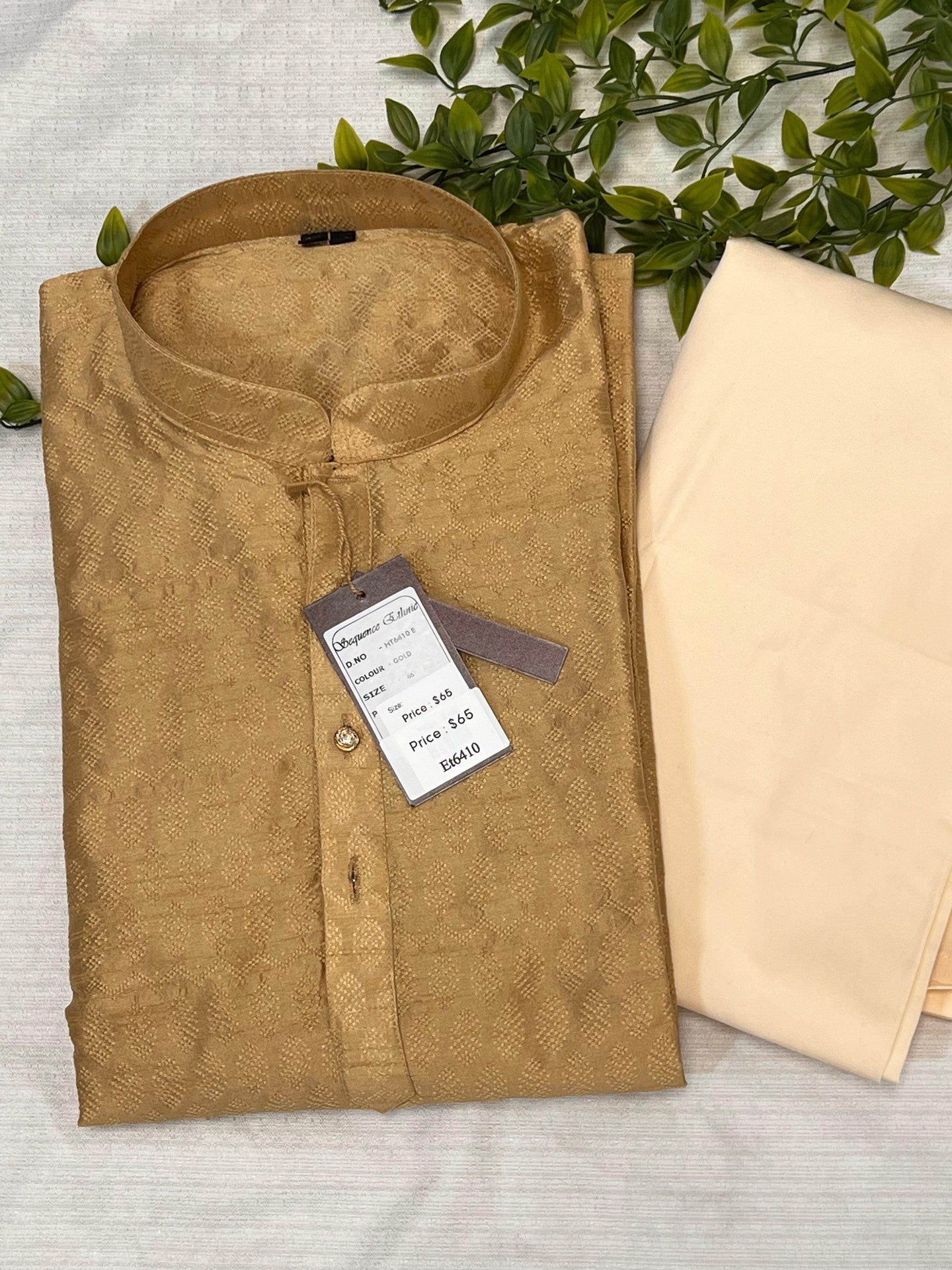 Golden kurta pajaama - Kurti Connection USA
