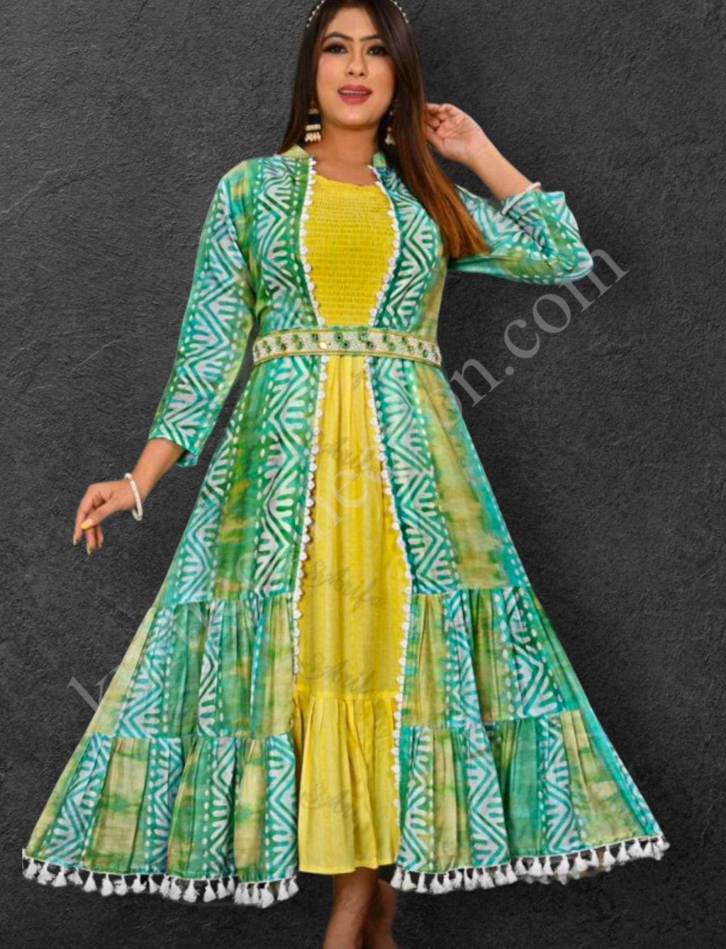 Rayon Kurti with jacket - Kurti Connection USA