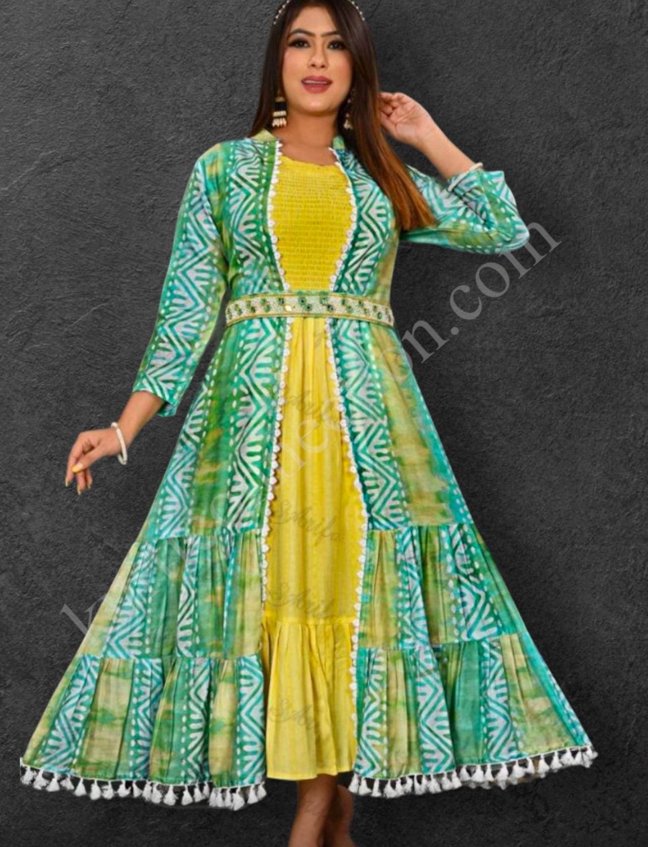Rayon Kurti with jacket - Kurti Connection USA