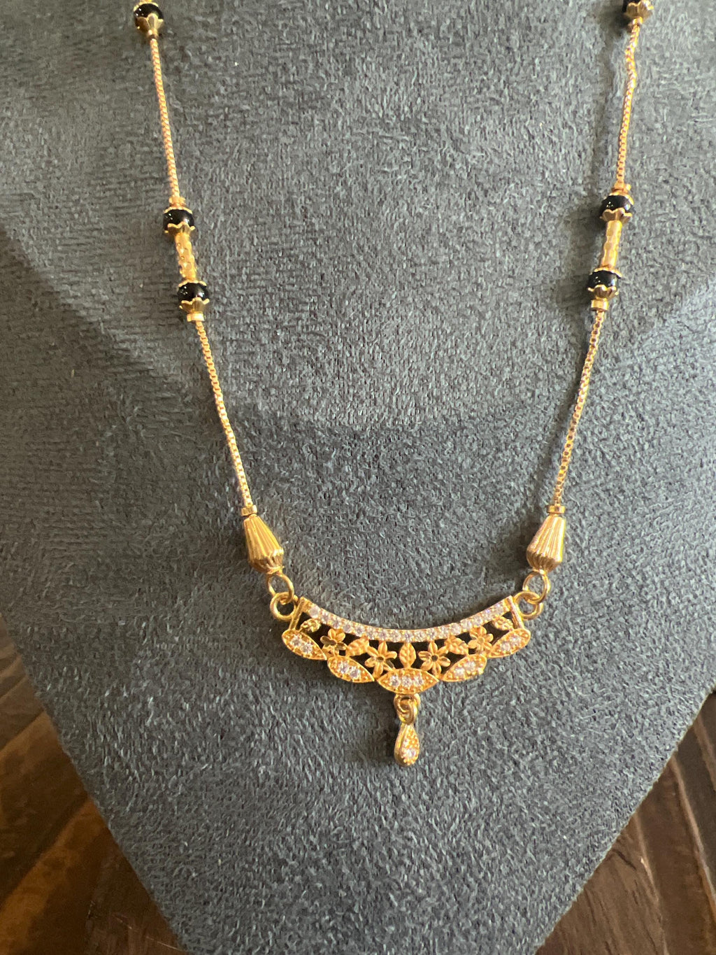 Gold Plated Black Beads Mangalsutra Necklace for Women | Minimal Indian Jewelry | Long Chain Everyday Ethnic Wear by Etsy