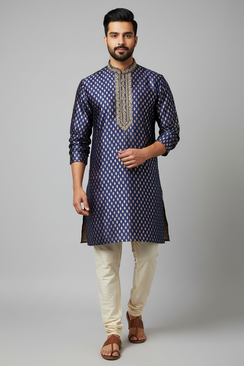 Silk short kurta for men by Kurti Connection USA