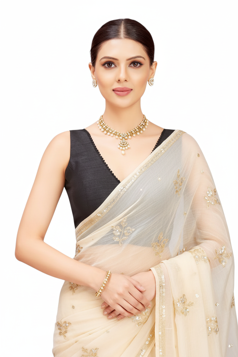 Black sleeveless blouse by Kurti Connection USA