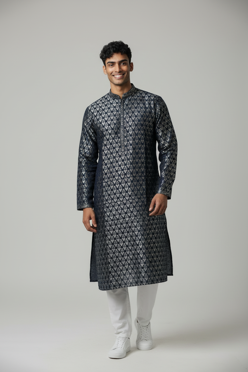Men’s kurta pajama set : Jaquard cotton by Kurti Connection USA