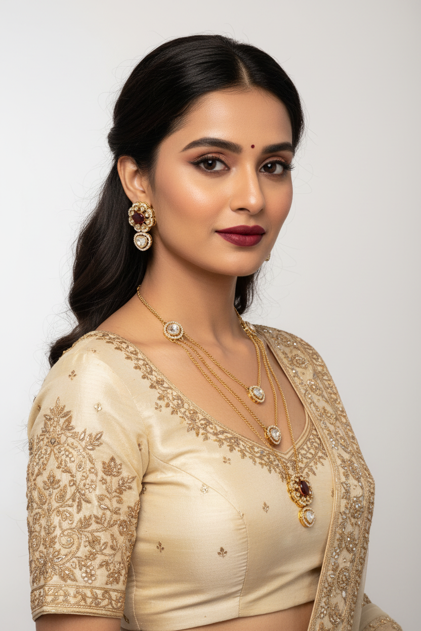 Moissanite Kundan necklace by Kurti Connection USA