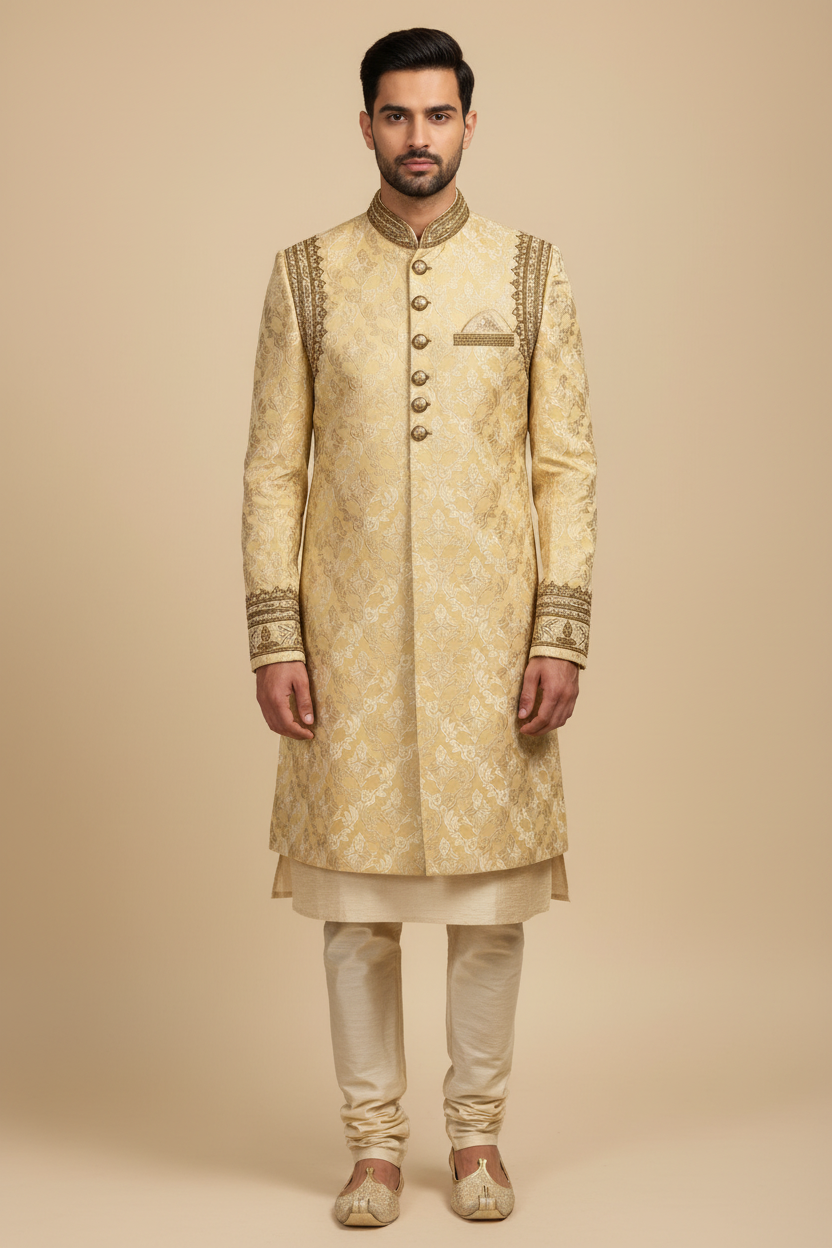 Sherwani set / heavy kurta pajama for men by Kurti Connection USA