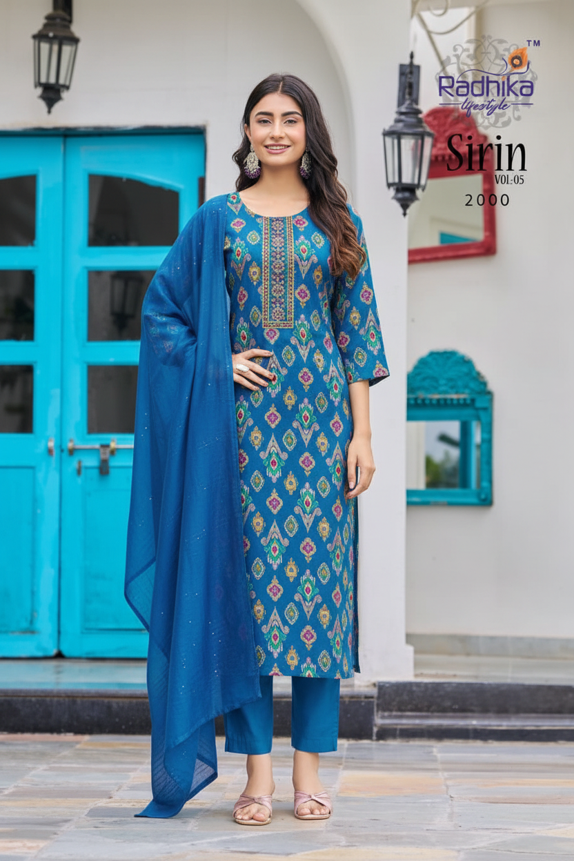 Linen silk Kurti pant set by Kurti Connection USA